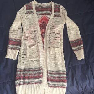 Justice size 6 long sweater with fringe on back